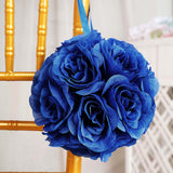 2 Pack | 7inch Royal Blue Artificial Silk Rose Flower Ball, Silk Kissing Ball