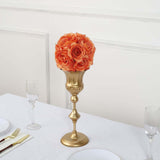 2 Pack 7inch Terracotta Rust Artificial Silk Rose Kissing Ball, Faux Flower Ball