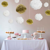 6 Pack 8inch White Tissue Paper Pom Poms Flower Balls, Ceiling Wall Hanging Decorations