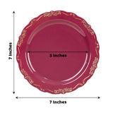 10 Pack | 7inch Burgundy With Gold Vintage Rim Disposable Salad Plates