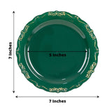 10 Pack | 7inch Hunter Emerald Green With Gold Vintage Rim Disposable Salad Plates