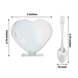 24 Pack | 2oz Mini Clear Disposable Heart-Shaped Pudding Snack Cups with Spoons