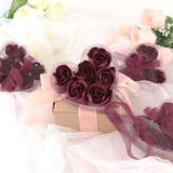 4 Pack | 24 Pcs Burgundy Scented Rose Soap Heart Shaped Party Favors With Gift Boxes And Ribbon