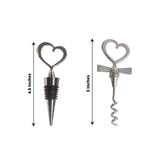 Silver Metal Heart Wine Bottle Opener / Cork Stopper Party Favors Set, Wedding Favor in Velvet Box