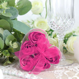 4 Pack | 24 Pcs Fuchsia Scented Rose Soap Heart Shaped Party Favors With Gift Boxes And Ribbon