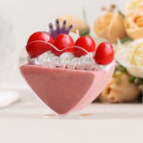 24 Pack | 2oz Mini Clear Disposable Heart-Shaped Pudding Snack Cups with Spoons