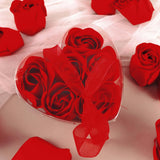 4 Pack | 24 Pcs Red Scented Rose Soap Heart Shaped Party Favors With Gift Boxes And Ribbon