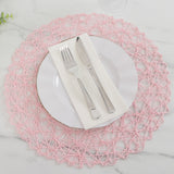 6 Pack Blush Woven Fiber Disposable Placemats, Round Table Mats 15inch