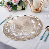 6 Pack Gold Metallic Vinyl Placemats, Non-Slip Spiked Design Round Table Mats 15"