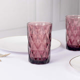 6 Pack Dusty Rose Crystal Cut Highball Cocktail Glasses with Heavy Base