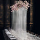 40"x40" Heavy Duty Acrylic Rectangular Flower Pedestal Stand with Pre-chained Hanging Crystal Beads, Clear Tabletop or Floor Standing Wedding Centerpiece with 10mm Thick Plexiglass Plate