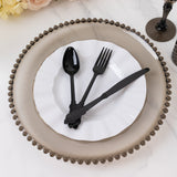 72 Pcs Plastic Silverware Set in Baroque Style Black