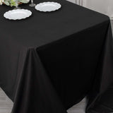 90x156inch Black Premium Scuba Rectangular Tablecloth, Wrinkle Free Polyester Seamless