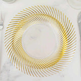 10 Pack | 7inch Clear / Gold Swirl Rim Disposable Salad Plates