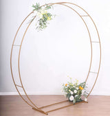 7.5ft Heavy Duty Gold Metal Round Wedding Arbor Floral Balloon Frame, Double Hoop Wedding Arch Photo