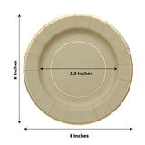 25 Pack | 8inch Khaki Gold Rim Sunray Disposable Dessert Plates