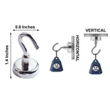 Pack of 4 | 4.5Lb Capacity Silver Heavy Duty Magnetic Hooks, Multipurpose Hanging Metal Hooks