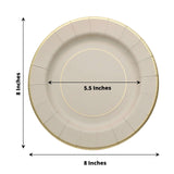 25 Pack | 8inch Taupe Gold Rim Sunray Disposable Dessert Plates