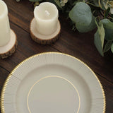 25 Pack | 8inch Taupe Gold Rim Sunray Disposable Dessert Plates