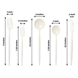 50 Pack | Ivory Premium Plastic Silverware Set, Heavy Duty Disposable Sleek Utensil Cutlery