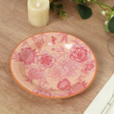 50 Pcs Dusty Rose Spring Floral Disposable Plates with Gold Rim, Heavy Duty Round Dinner and Dessert