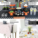 Black White Polka Dot Rectangle Plastic Table Cover, 54x108inch PVC Waterproof Disposable Tablecloth