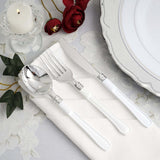 25 Pack - 7inch Light Silver Heavy Duty Plastic Forks with White Handle