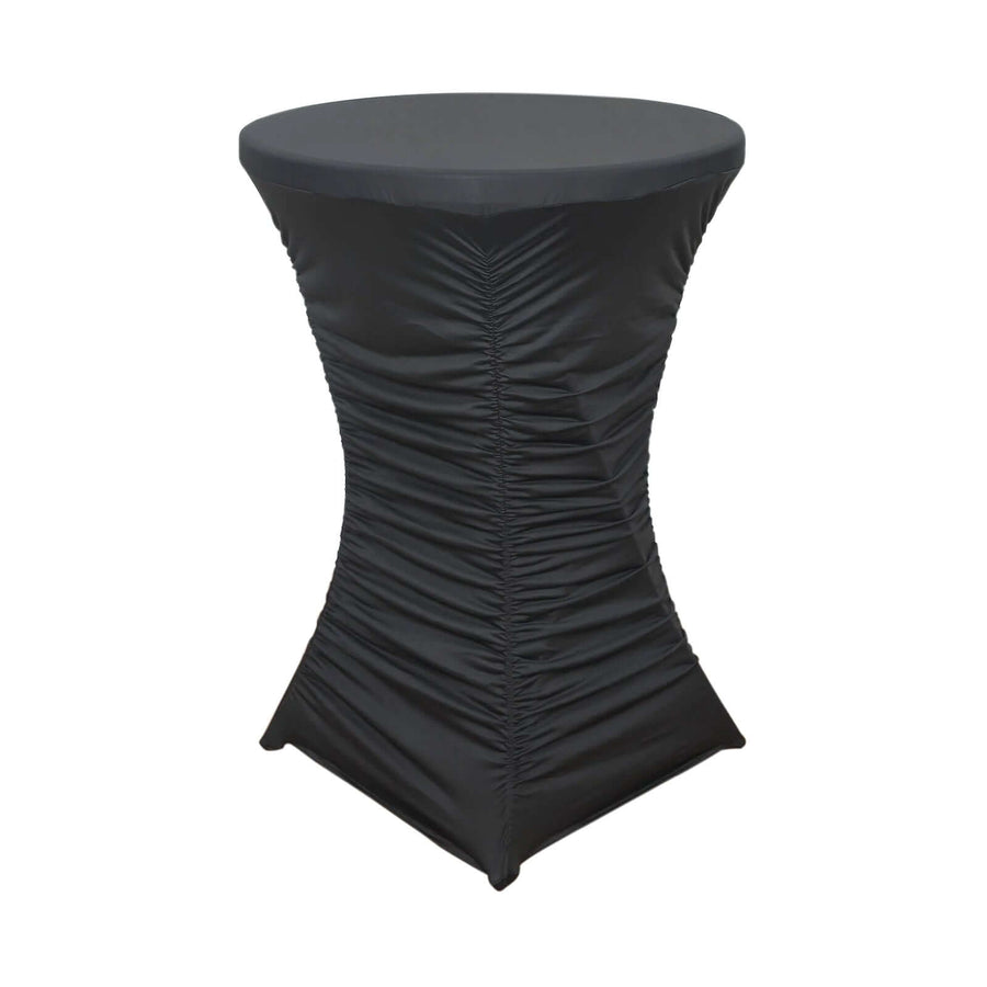 32inch Black Rouched Pleated Heavy Duty Spandex Cocktail Table Cover