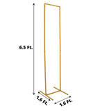 6.5ft Slim Gold Metal Frame Wedding Arch, Rectangular Backdrop Stand, Floral Display Frame