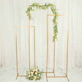 Set of 4 | Gold Metal Frame Wedding Arch, Rectangular Backdrop Stand, Floral Display Frame