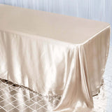 90x132Inch Beige Satin Seamless Rectangular Tablecloth