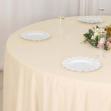 120inch Beige Premium Scuba Wrinkle Free Round Tablecloth Seamless Scuba Polyester Tablecloth