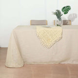  90x156Inch Beige Rectangular Tablecloth, Linen Table Cloth With Slubby Textured, Wrinkle Resistant