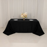 90x132inch Black Seamless Lamour Satin Rectangle Tablecloth for 6 Foot Table