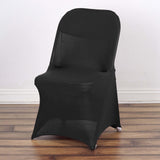 Black Spandex Stretch Fitted Folding Slip On Chair Cover - 160 GSM