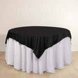 70" Black Premium Scuba Wrinkle Free Square Table Overlay, Scuba Polyester Table Topper