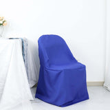 Royal Blue Polyester Folding Chair Cover, Reusable Stain Resistant Slip On Chair Cover