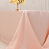 90x132inch Blush Seamless Lamour Satin Rectangle Tablecloth for 6 Foot Table