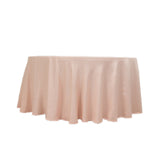 120 Blush Seamless Lamour Satin Round Tablecloth for 5 Foot Table With Floor-Length Drop