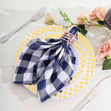 5 Pack | Navy Blue/White Buffalo Plaid Cloth Dinner Napkins, Gingham Style | 15x15Inch