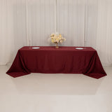 Burgundy Seamless Lamour Satin Rectangle Tablecloth - 90x156inch for 8 Foot Table