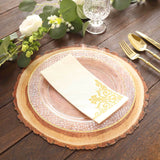 6 Pack Farmhouse Natural Wood Slice Print Disposable Dining Table Mats 13inch Round Cardstock Paper