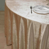 120inch Champagne Seamless Premium Velvet Round Tablecloth, Reusable Linen