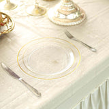 10 Pack | 10inch Très Chic Gold Rim Clear Disposable Dinner Plates, Plastic Party Plates