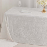 90"x156" White Seamless Premium Crushed Velvet Rectangular Tablecloth for 8 Foot Table