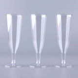 12 Pack | 5oz Clear Plastic Hollow Stem Champagne Flute Glasses With Detachable Base, Disposable