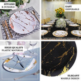 10 Pack | 8inch Gold and White Marble Plastic Appetizer Salad Plates