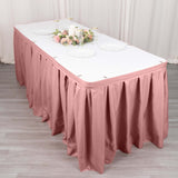 21ft Dusty Rose Pleated Polyester Table Skirt, Banquet Folding Table Skirt