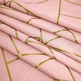 54"x54" Dusty Rose Polyester Square Tablecloth With Gold Foil Geometric Pattern