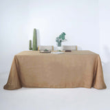 90 x 132 inches Natural Linen Rectangular Tablecloth | Slubby Textured Wrinkle Resistant Tablecloth